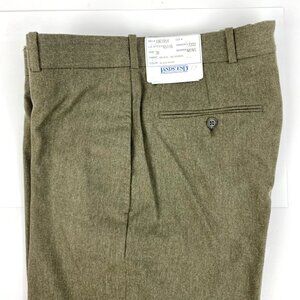 NEW Lands End Cashmere Wool Dress Pants Men's 30 Trousers Olive Green Slacks
